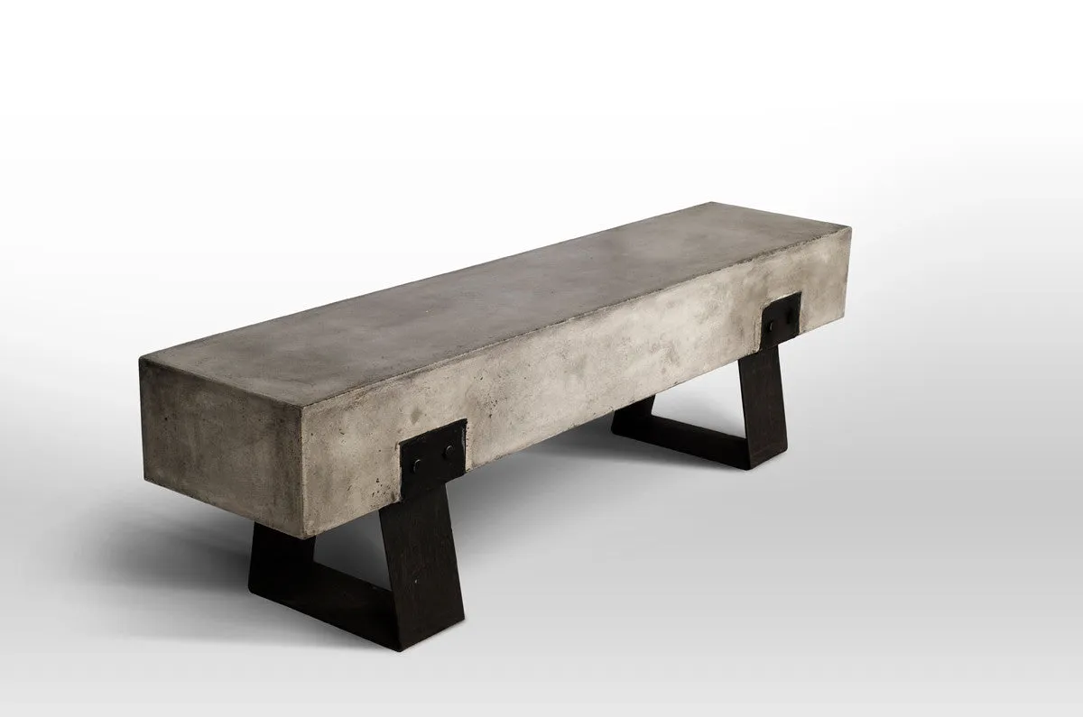 18' Concrete and Metal Bench By Homeroots