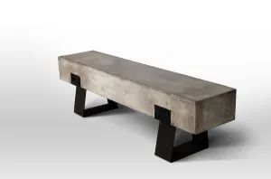 18' Concrete and Metal Bench By Homeroots