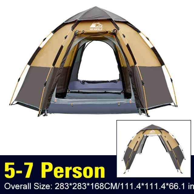 3-4/5-7 Person Auto Setup Camping Tent Anti-UV