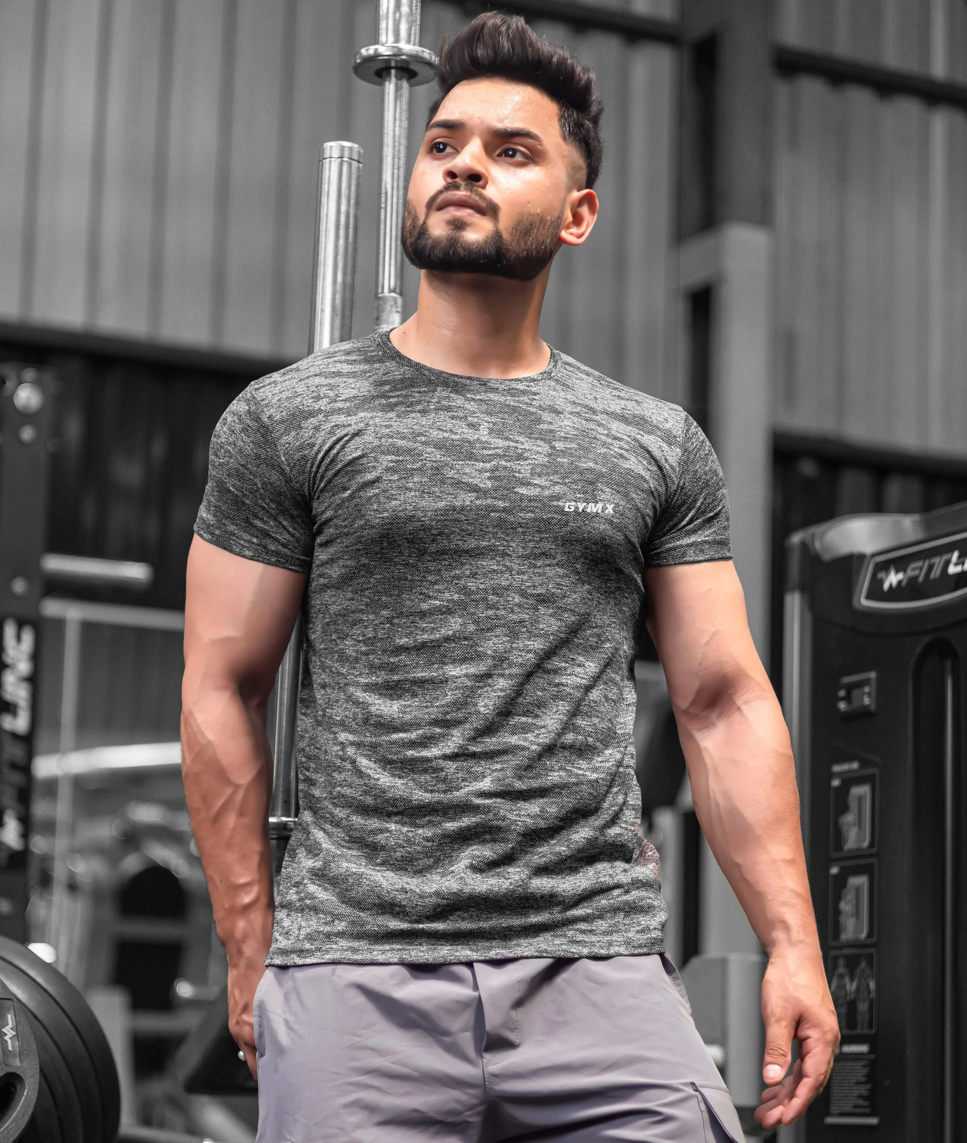 Ace GymX Tees: Camo Grey