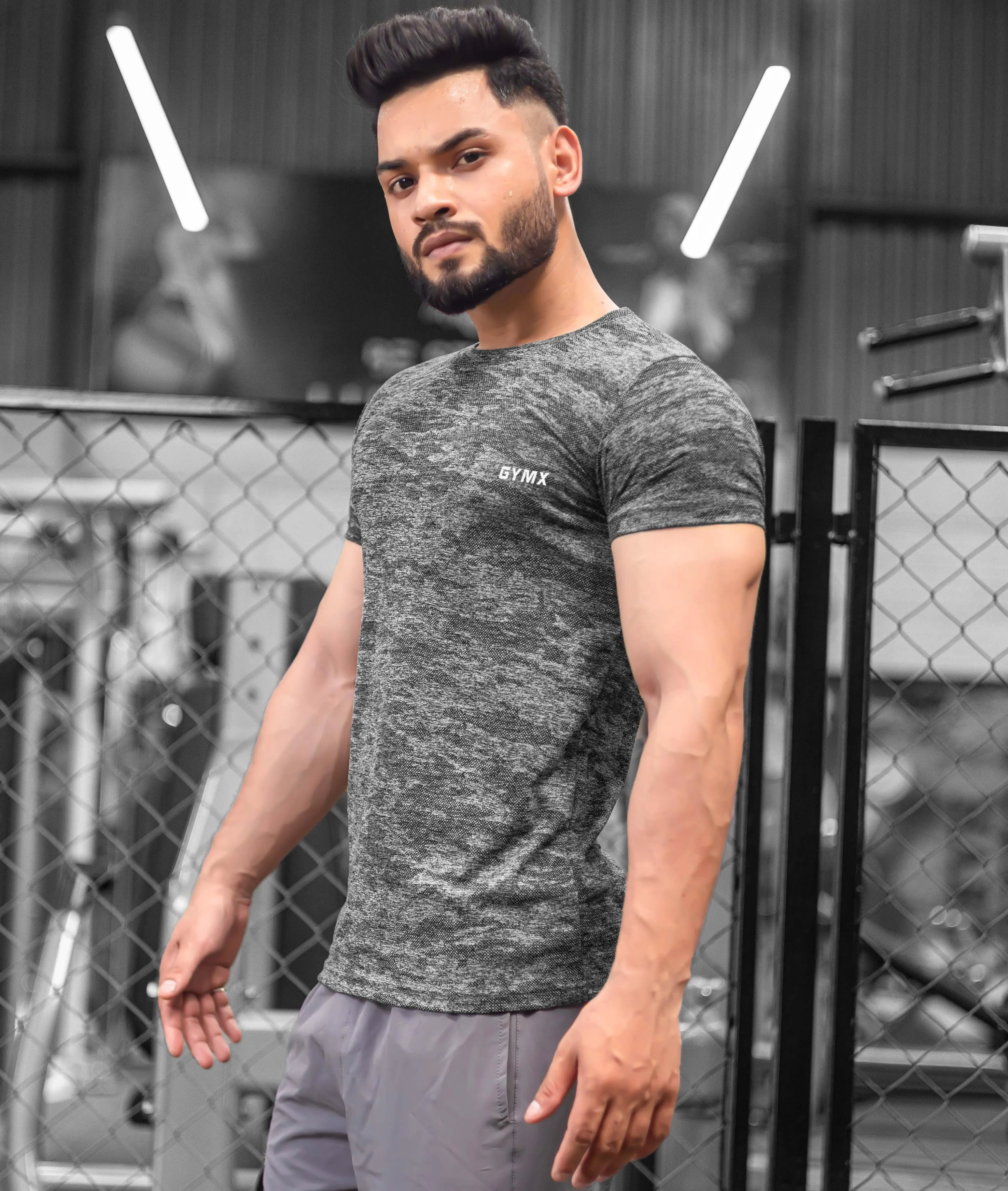 Ace GymX Tees: Camo Grey