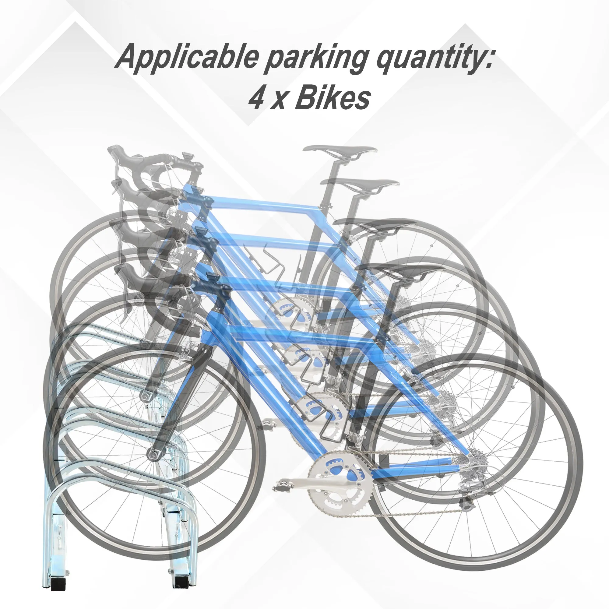 Bike Stand Parking Rack Floor or Wall Mount Bicycle Cycle Storage Locking Stand (4 Racks, Silver)