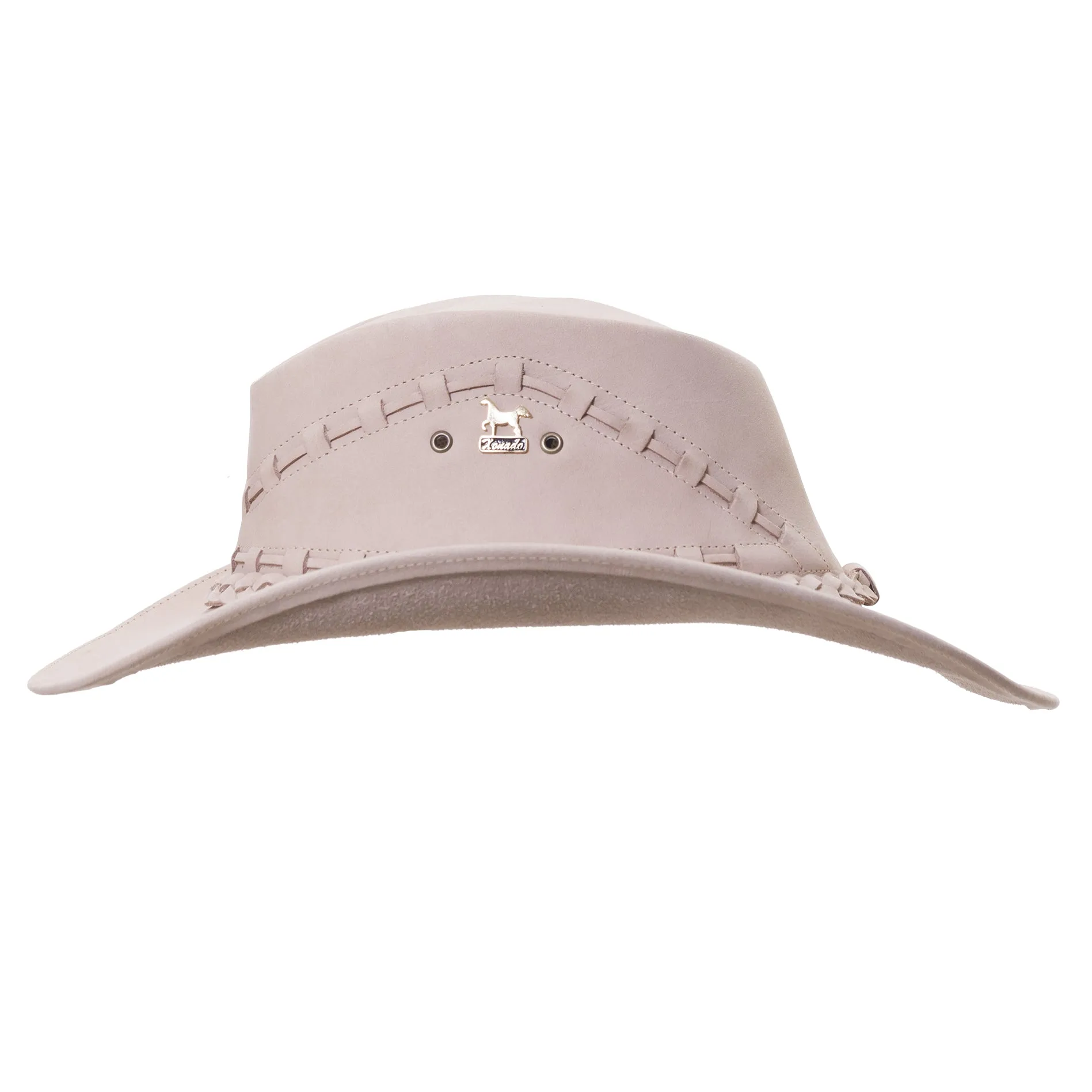 Brunello's Western Leather Hat in Sandy White