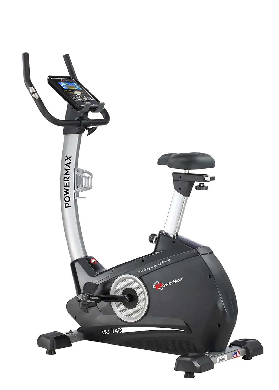 BU-740 Upright Exercise Bike for Home Use [8Kg Flywheel | Max User Weight 120kg | LCD Display | 10-Level Adjustable Resistance & Anti-slip Pedal] Black colour