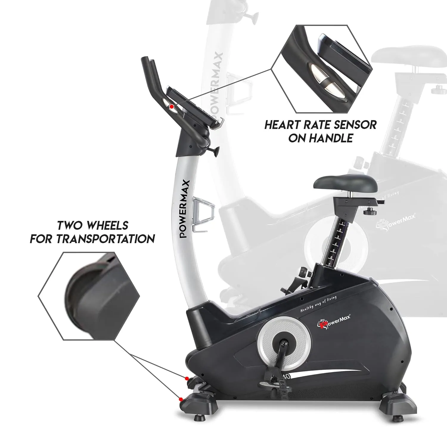 BU-740 Upright Exercise Bike for Home Use [8Kg Flywheel | Max User Weight 120kg | LCD Display | 10-Level Adjustable Resistance & Anti-slip Pedal] Black colour