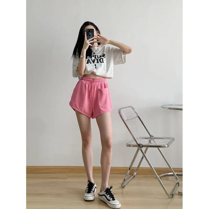 Casual Versatile Loose Fit Sports Slimming High-Waisted Shorts