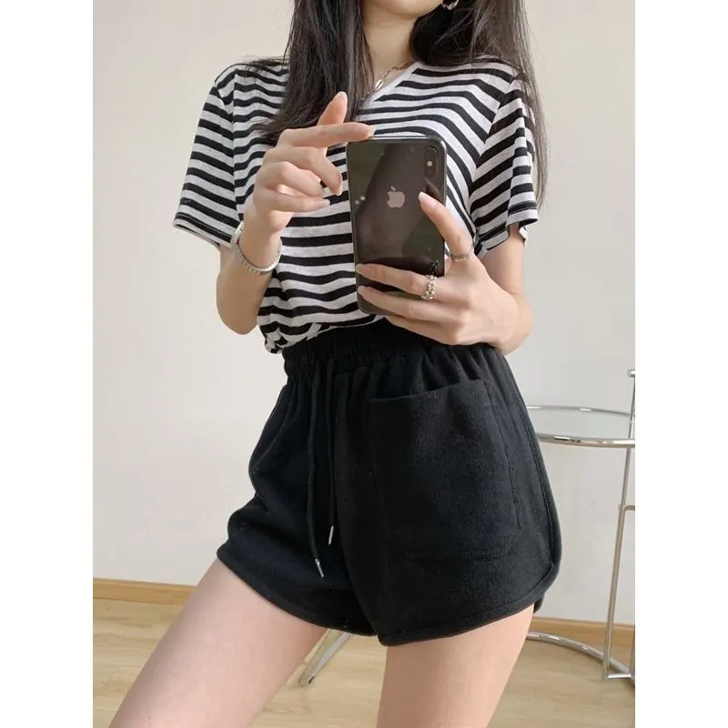 Casual Versatile Loose Fit Sports Slimming High-Waisted Shorts