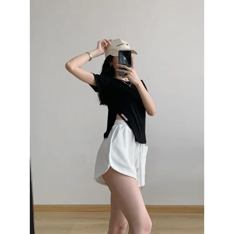 Casual Versatile Loose Fit Sports Slimming High-Waisted Shorts