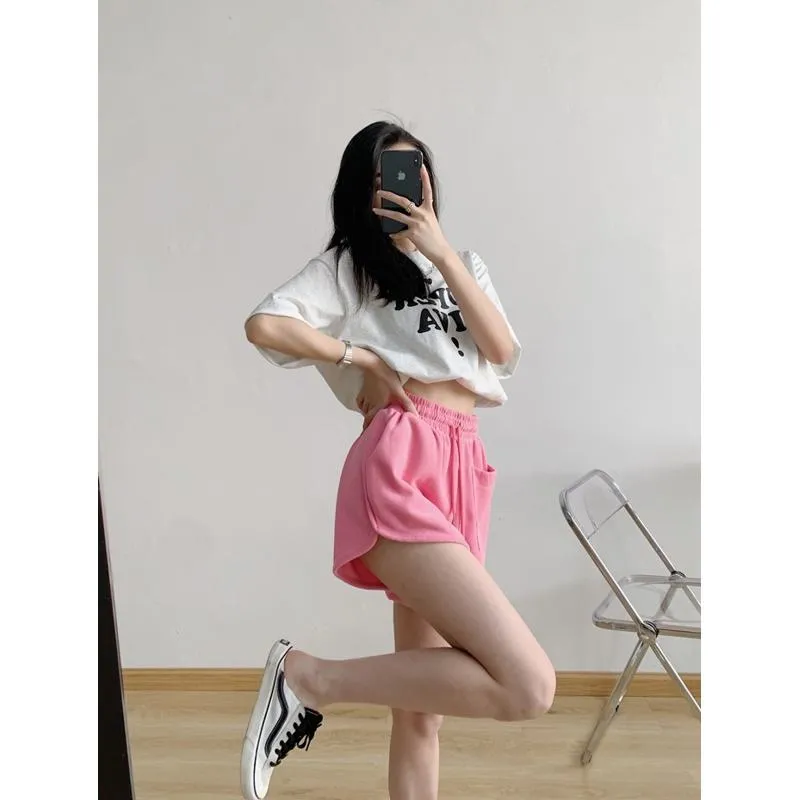 Casual Versatile Loose Fit Sports Slimming High-Waisted Shorts