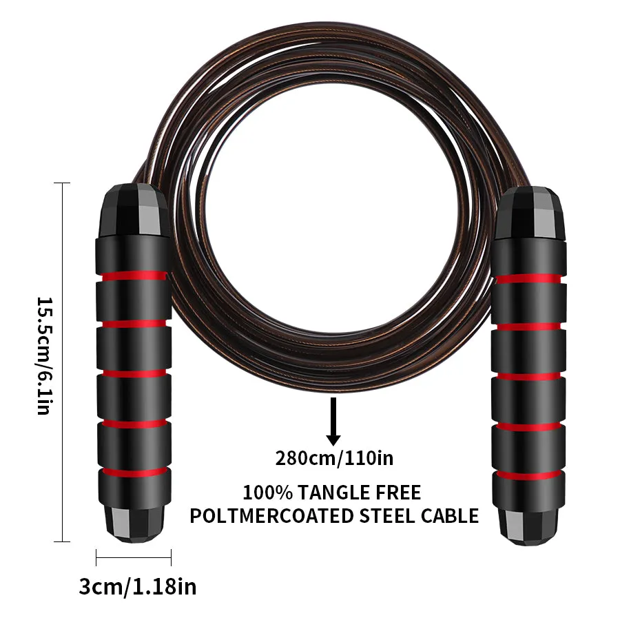 Custom Exercise Gym Workout Training Fitness Heavy Steel Cable Wire Bearing Weighted Skipping Rope Adjustable Speed Jump Rope