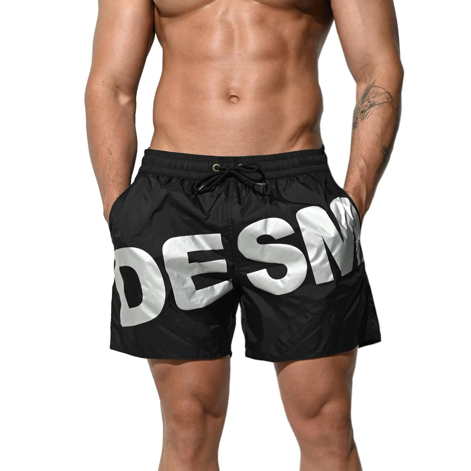 DESMIIT Men's Fashion Full Lined Regular Surf Board Shorts Pocket Shorts B3106