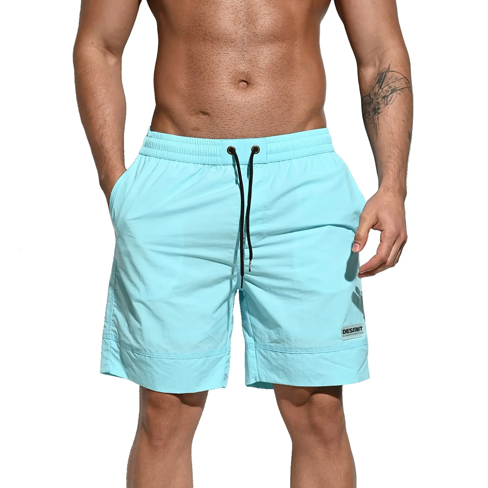 DESMIIT Men's Loose Board Shorts Quick Dry Sports Gym Shorts Relax Trunks Swimming B5115