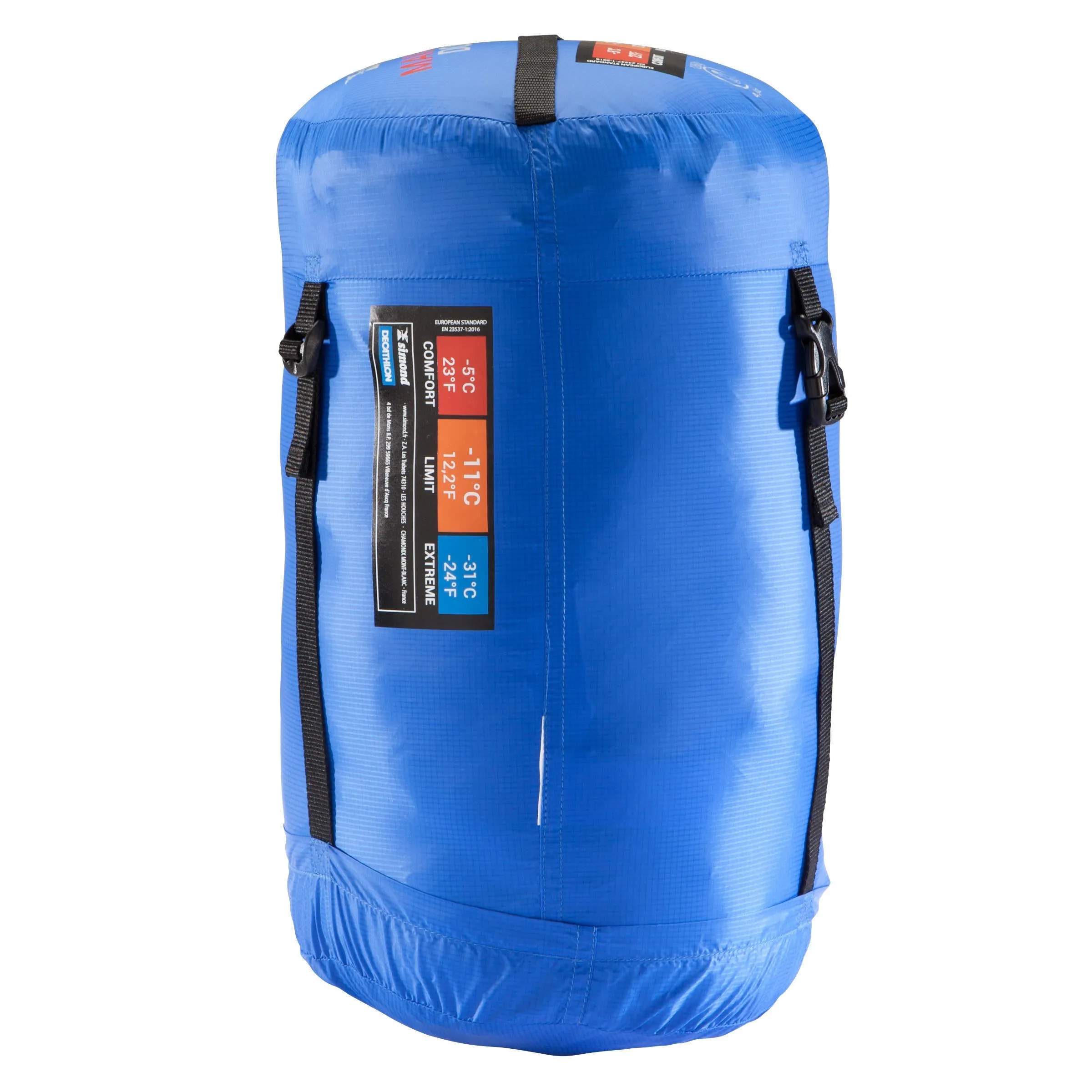 Down sleeping bag Simond Makalu for hiking, size L, blue / orange