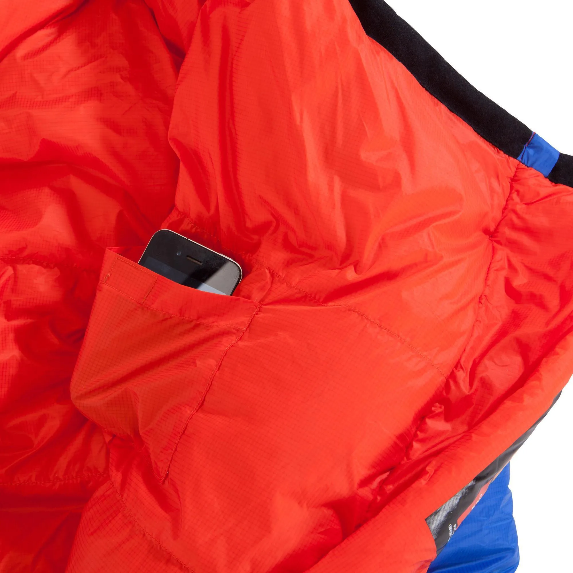 Down sleeping bag Simond Makalu for hiking, size L, blue / orange