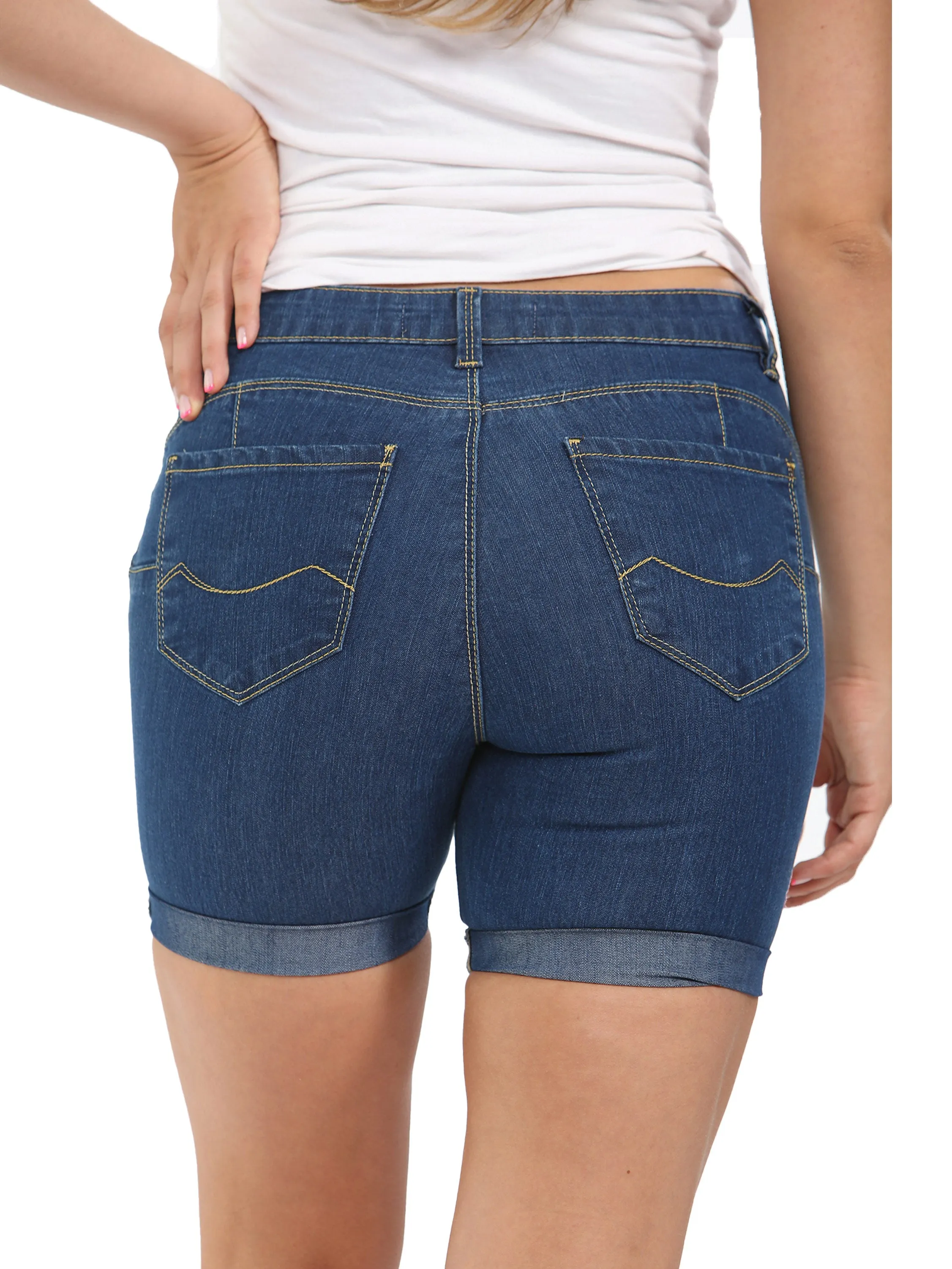 Enzo | Womens Skinny Stretch Denim Shorts