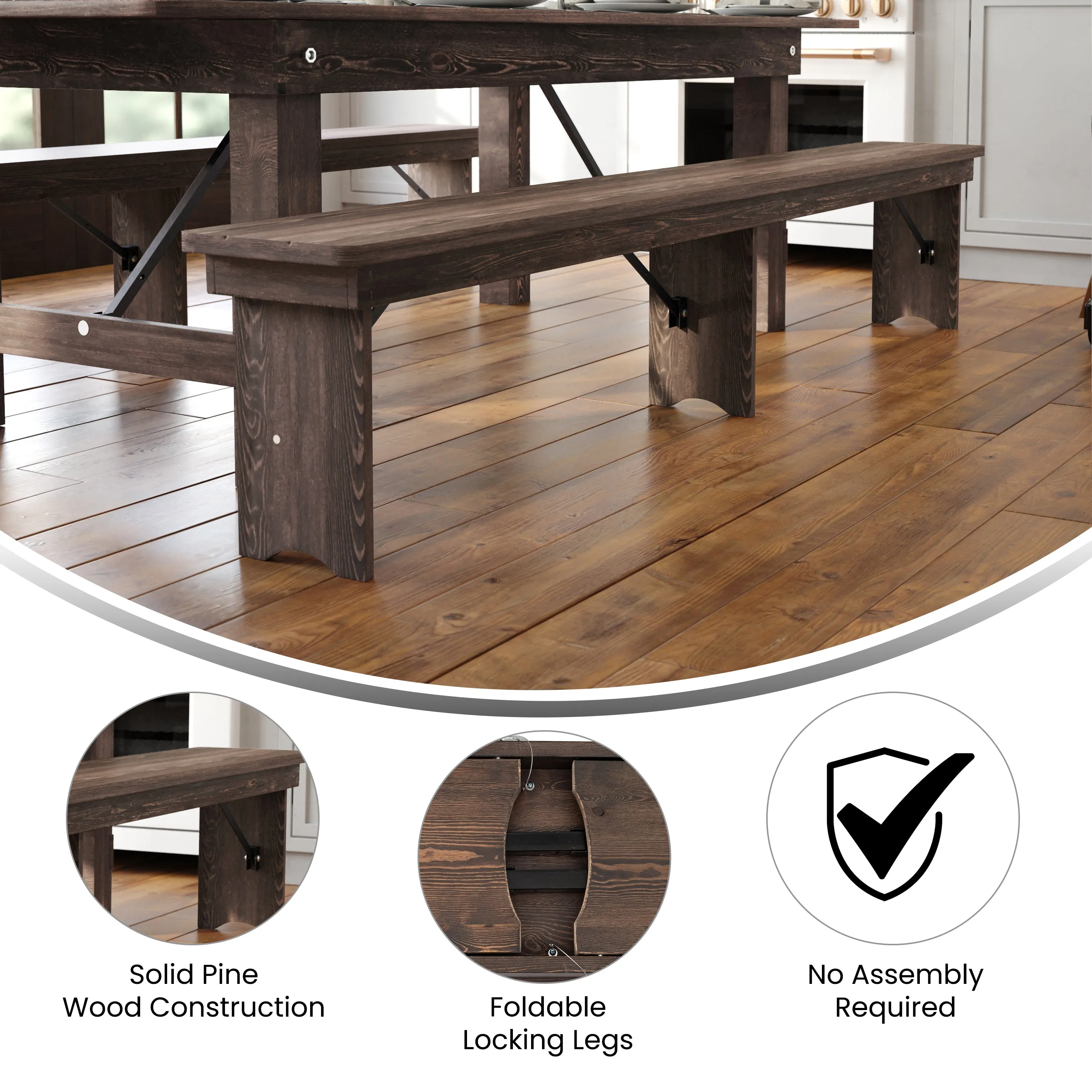 Farmhouse Style Folding Bench