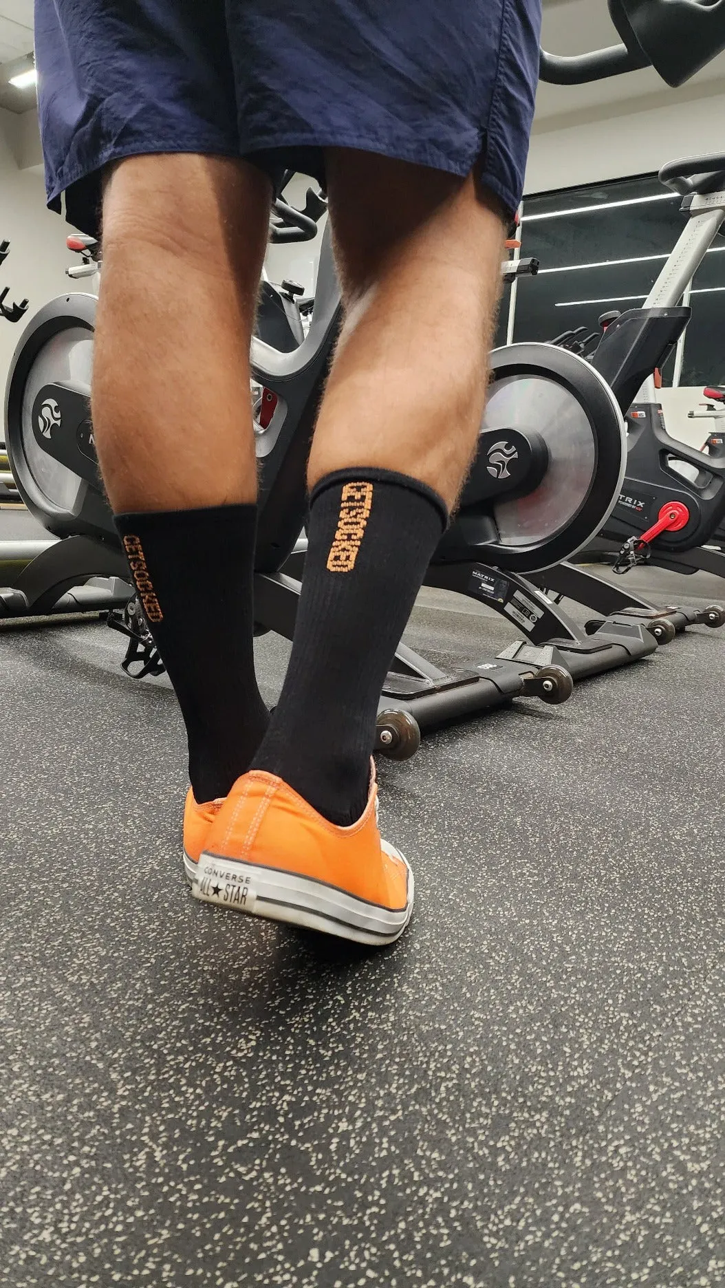 Gym Socks - Black with Orange Writing