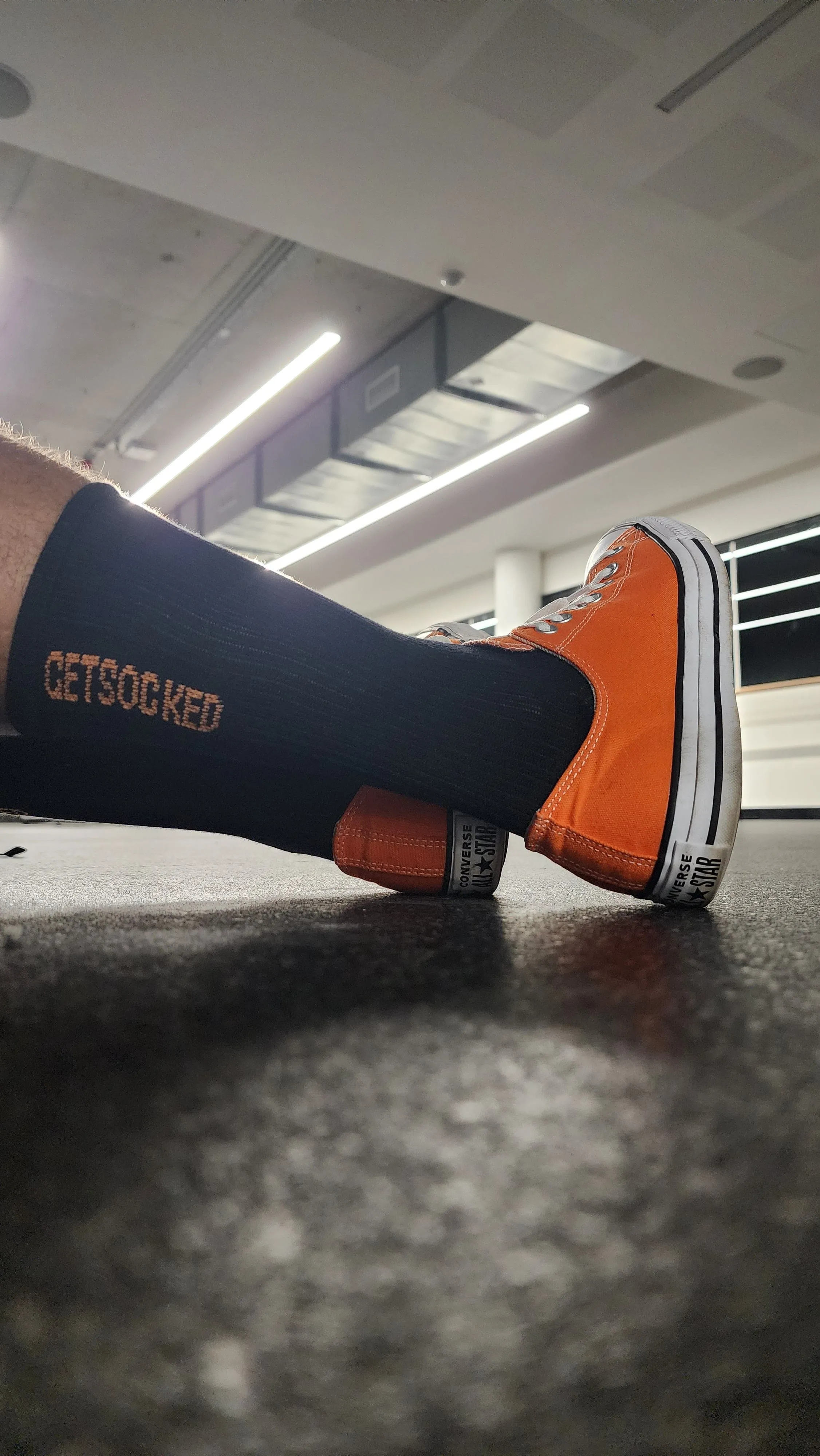 Gym Socks - Black with Orange Writing