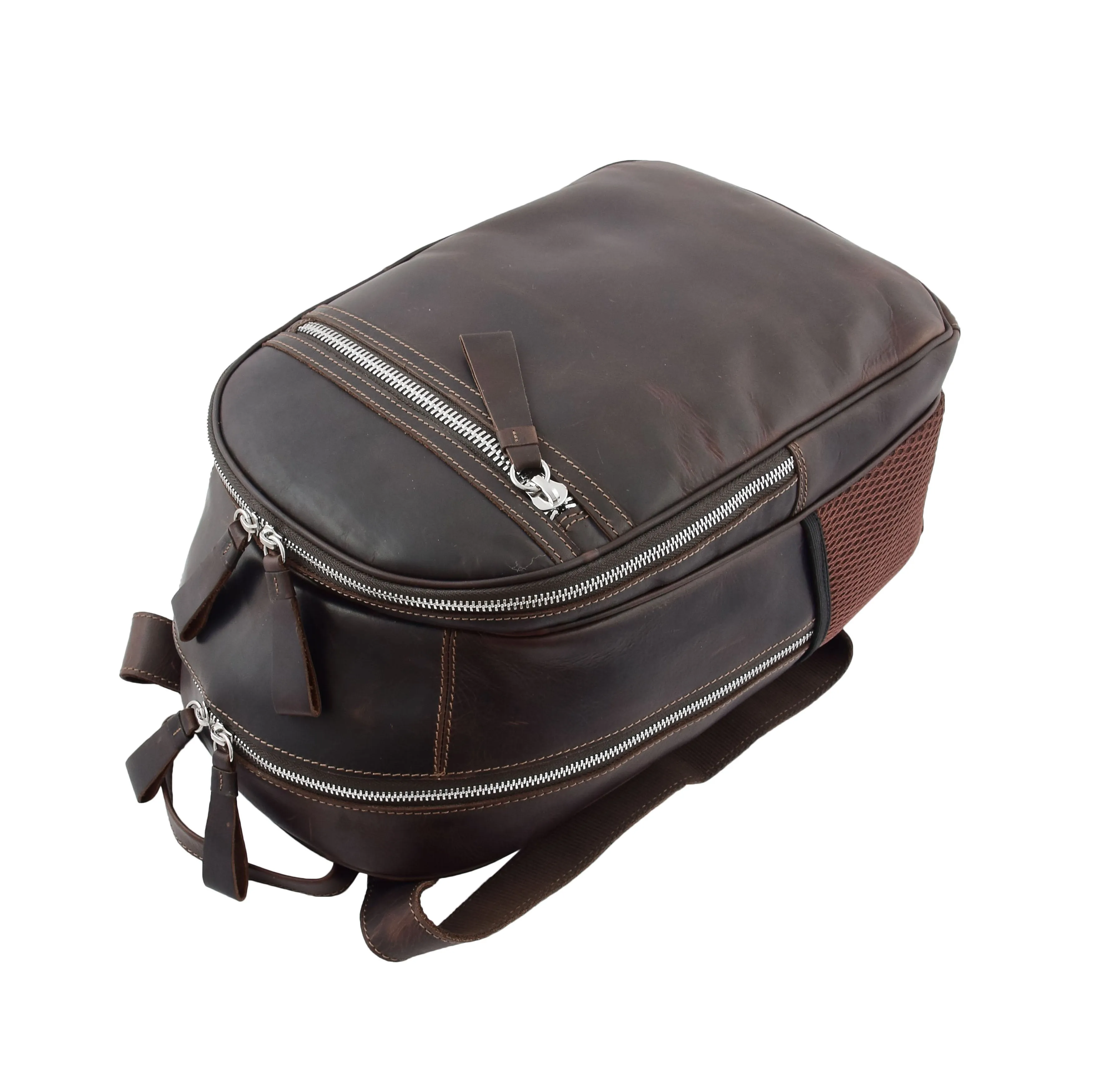 High Quality Genuine Brown Leather Backpack Large Size Work Casual Travel Bag Trek