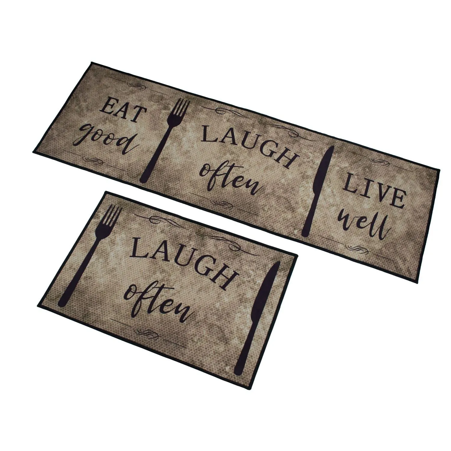 HomeCloud Kitchen Mat Anti Slip, Soft,Washable, Printed, Designer, For Floor, Kitchen, Room (6 Mm Thick, 41 X 122 Cm 41 X 61 Cm) / Eat_Good_Brown(Velvet), Large Rectangle