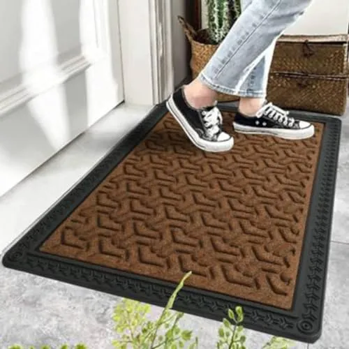 HOWNICE cart Door Mats for Home Entrance|Welcome Mats Outside|Indoor Rubber| Waterproof Bathmat Heavy Duty for Entry Areas Inside Door Mat Non Slip Back Dirt Trapper (60X40 Cm|Grey)|Large Rectangle