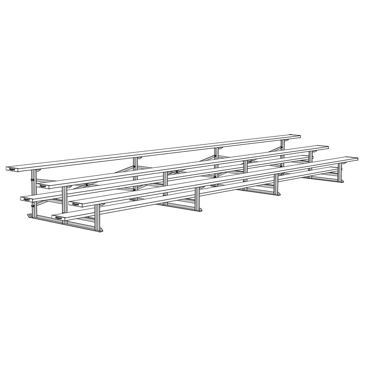 Jaypro Bleacher - 21 ft. (3 Row - Single Foot Plank) - All Aluminum