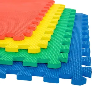 LILTOES EVA Interlocking Play Mat -12 mm Thick | Kids mats for Floor - Set of 16 Tiles (Multicolour)