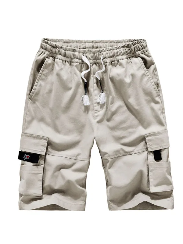 Men's Solid Color Casual Multi-Pocket Cargo Shorts