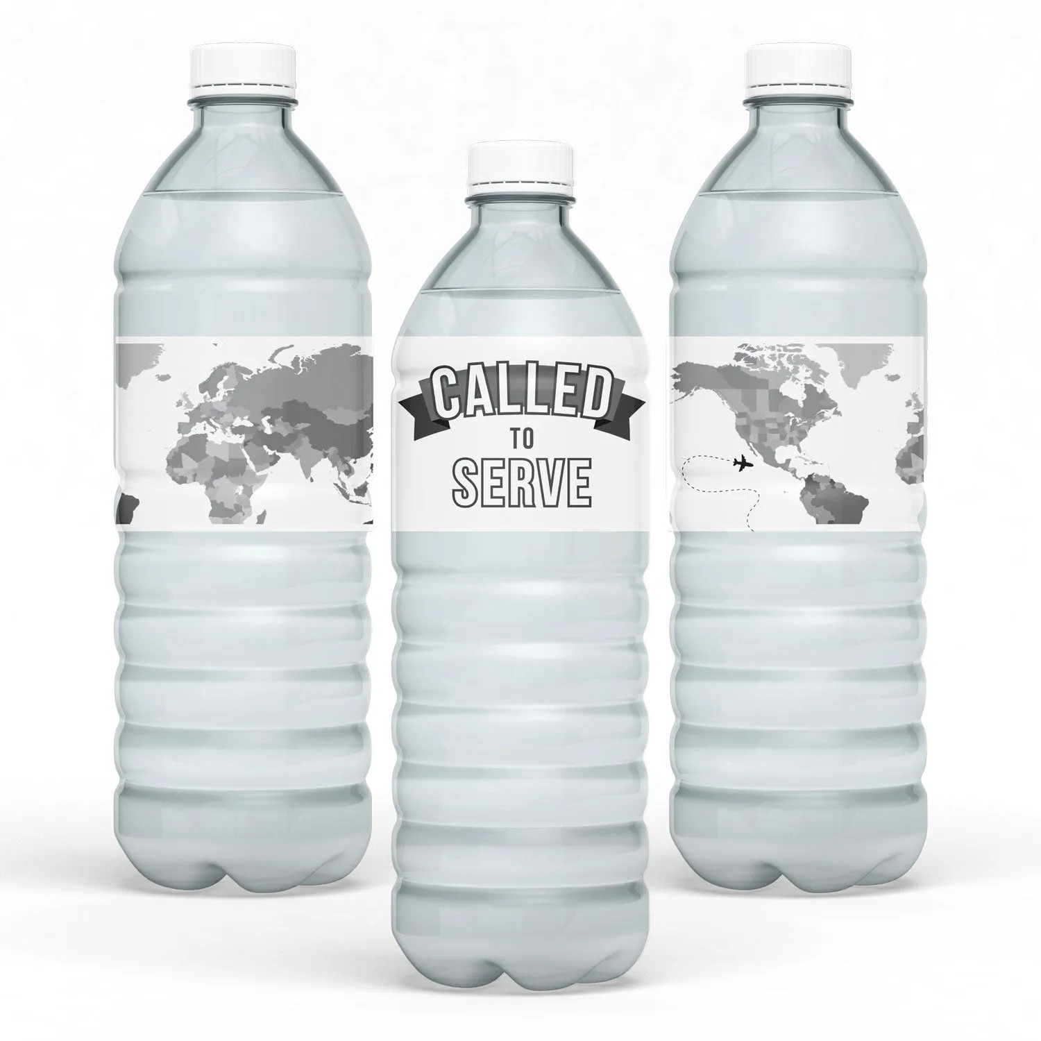 Missionary Called To Serve Black and White Water Bottle Label | 12 ct