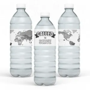 Missionary Called To Serve Black and White Water Bottle Label | 12 ct