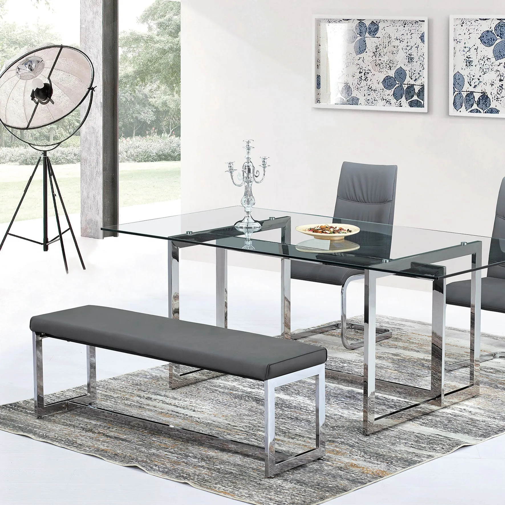 Modern Grey Dining Bench