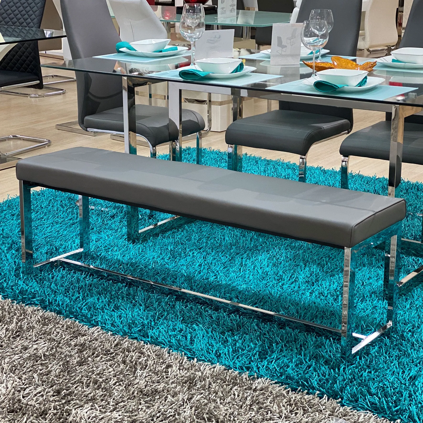 Modern Grey Dining Bench