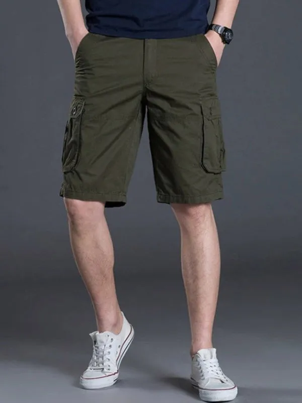 New Thin Workwear Shorts Solid Color Loose Multi-Pocket Straight Casual Pants