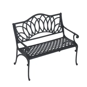 Outsunny 41&quot; Lotus Flower Pattern Decorative Outdoor Garden Bench - Black