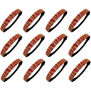 Red Gold Zebra Glitter Headbands - 12 Pack