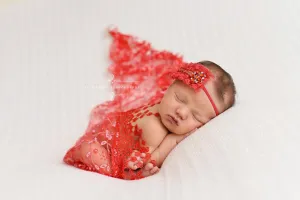 Red Tassels Lace Newborn Baby Wrap Layer