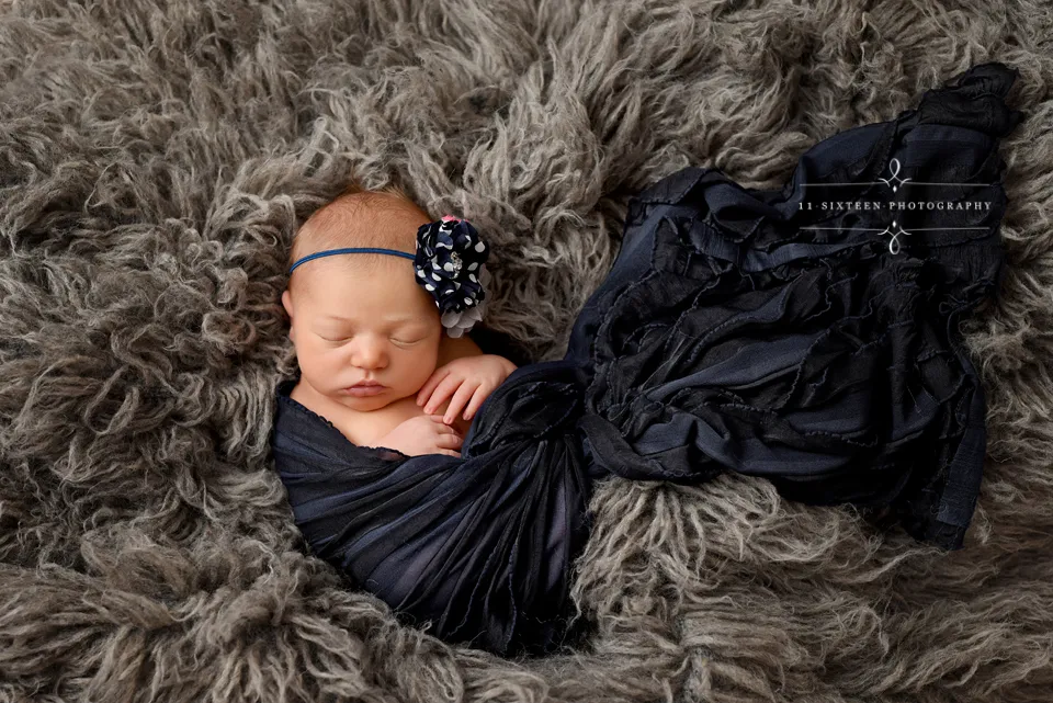 Ruffle Stretch Knit Wrap in Navy Blue