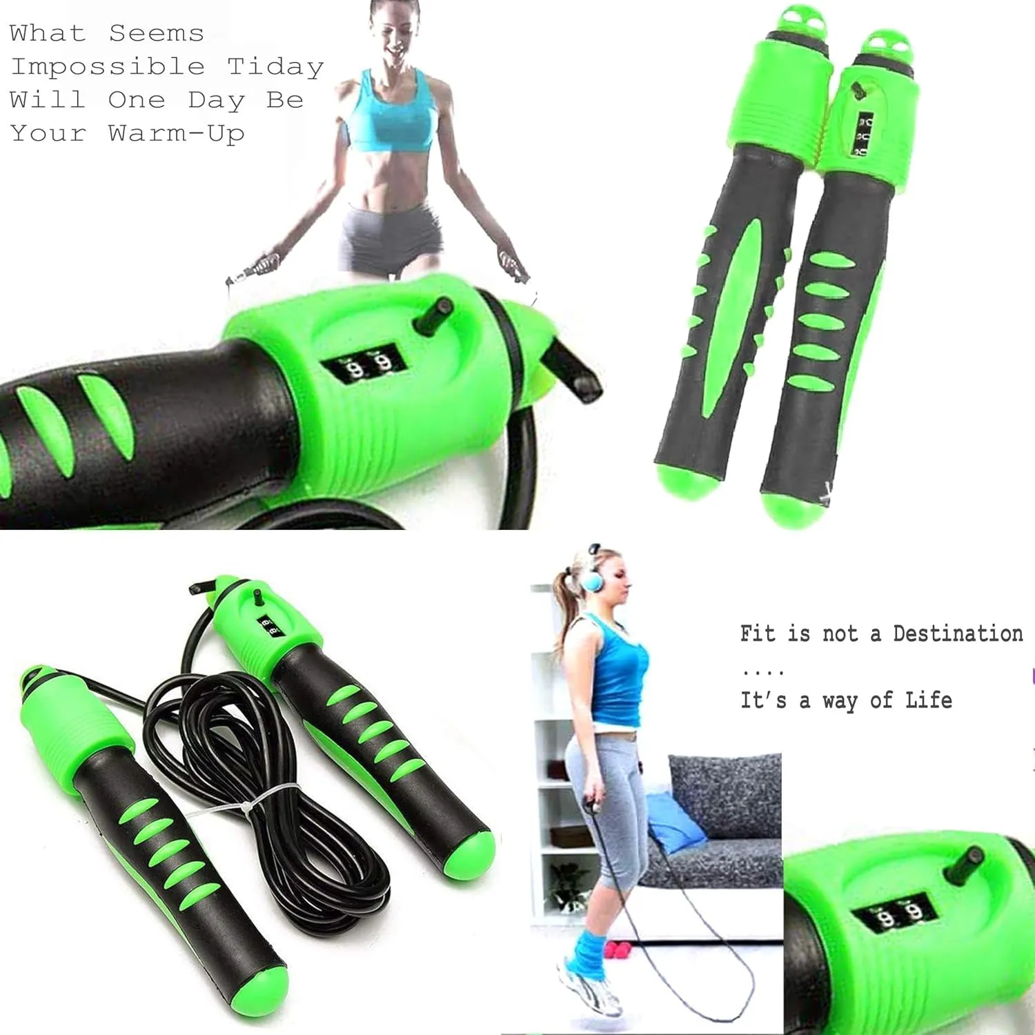 Skipping Rope With Counter EM-9312-Green Nylon rope assembly and very easy to use