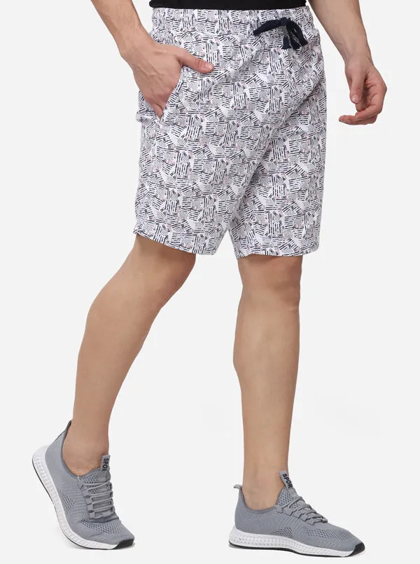 Snow White Regular Fit Printed Shorts | JadeBlue