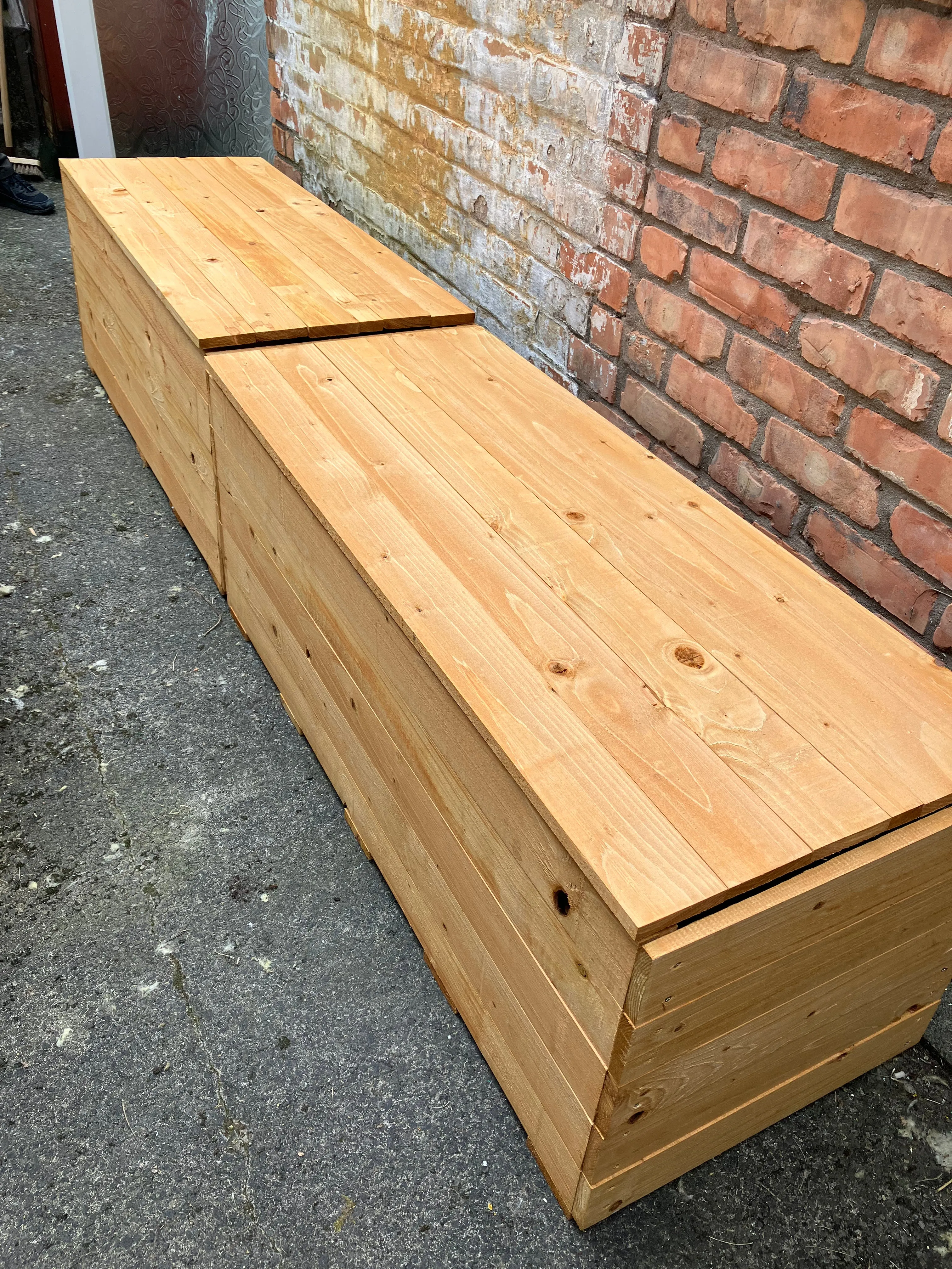 Two Solid Recycling Storage Benches Flat Pack